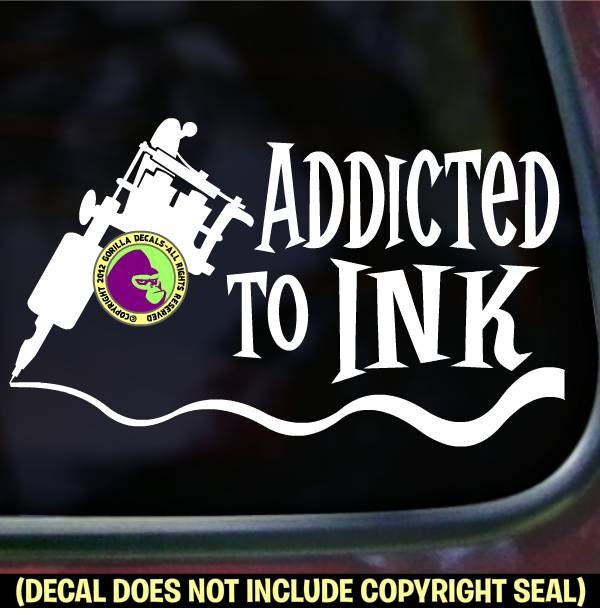 Addicted To Ink Tattoo Maschine Künstler Vinyl Decal Sticker von Etsy - GorillaDecals