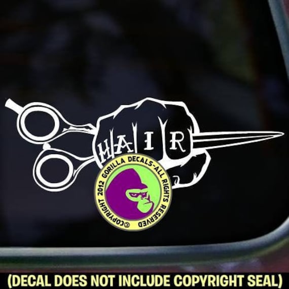 Hair Fist Friseur Stylist Shears Salon Vinyl Decal Sticker von Etsy - GorillaDecals