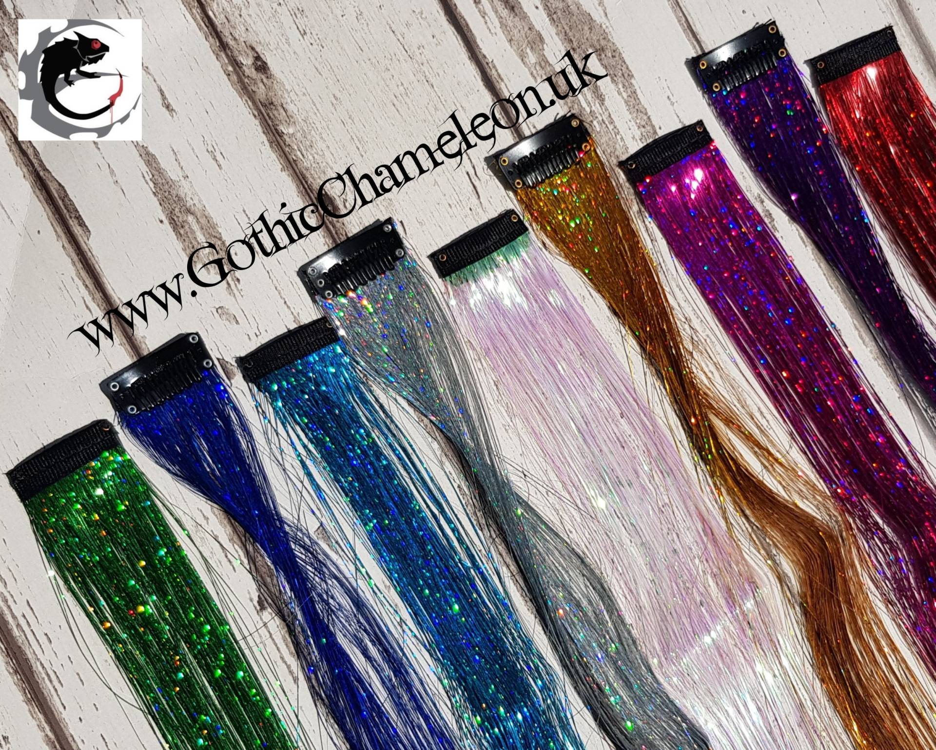 Clip in 18 Zoll Tinsel Haarverlängerung 13 Farben Versandbereit von Etsy - GothicChameleon