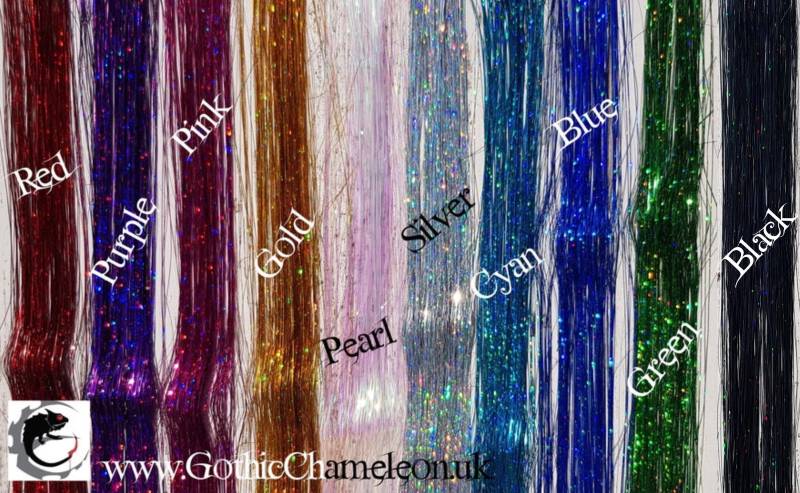 Clip in 19 Zoll Tinsel Haarverlängerung 9 Farben Versandbereit von Etsy - GothicChameleon