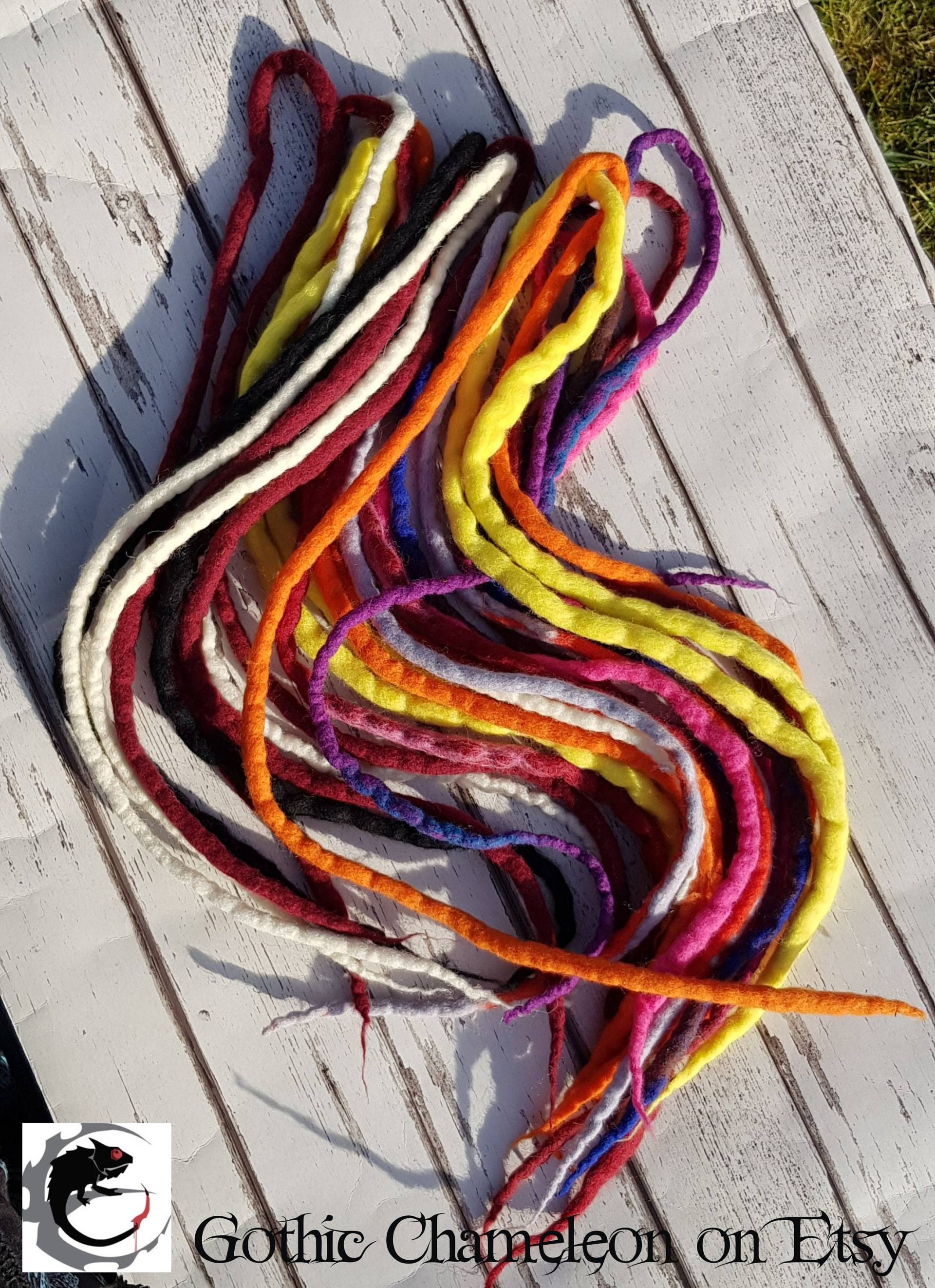 Lucky Dip Mix 5 X Doppelendige Merino Wolle Dreads 92 Bis 120 cm Länge von Etsy - GothicChameleon