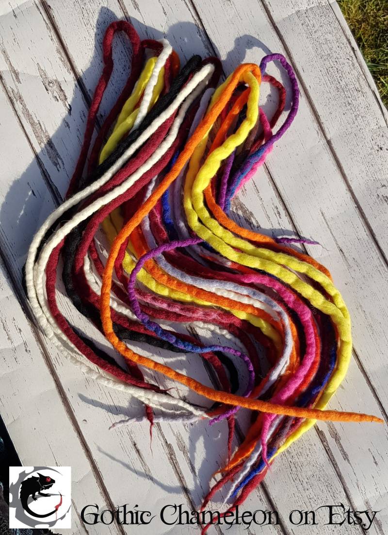 Lucky Dip Mix 5 X Doppelendige Merino Wolle Dreads 92 Bis 120 cm Länge von Etsy - GothicChameleon