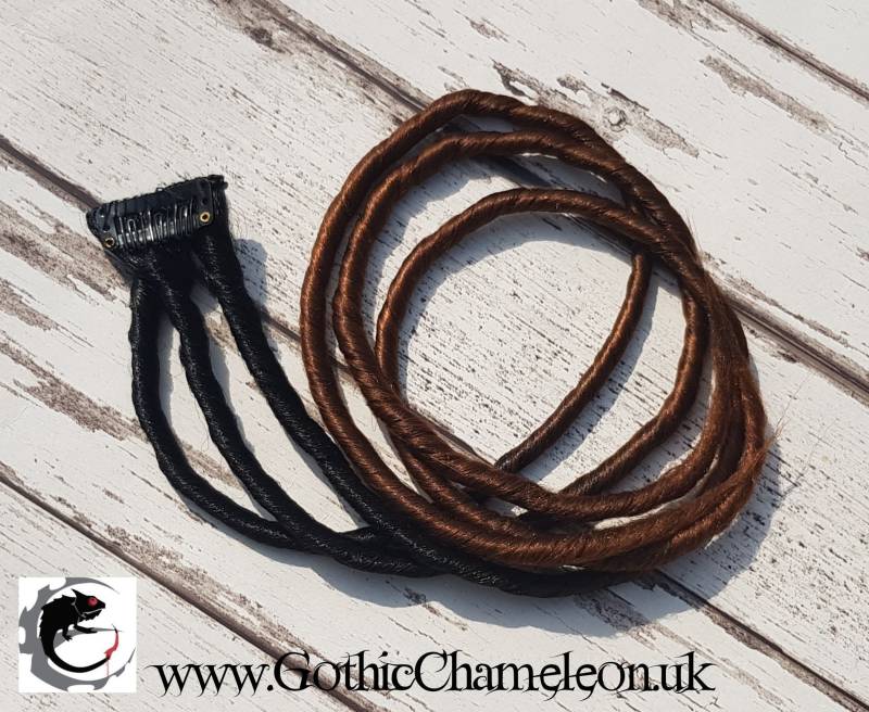 Schwarz Braun Ombre Clip in Dread Haarverlängerung Handgefädelt 24 Zoll Lang von Etsy - GothicChameleon