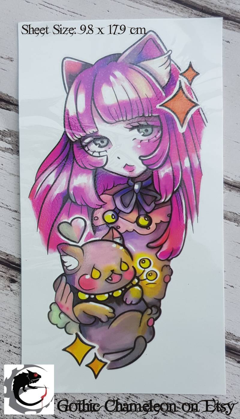 Temporäre Tattoo-Bögen Im Stil Von Kawaii Harajuku Manga Anime von Etsy - GothicChameleon