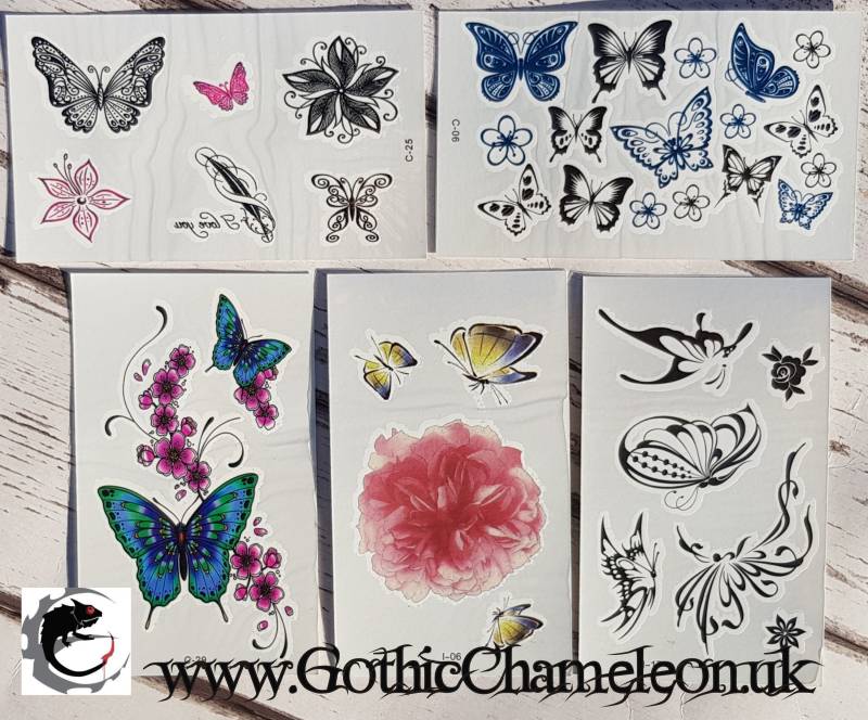Temporäre Tattoo-Bögen Schmetterling Schmetterlinge Blumen von Etsy - GothicChameleon