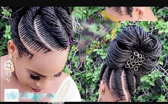 Geflochtene Perücke, Ghana Cornrow Schwarze Frauen-Zöpfe, Volle Spitzenperücke von Etsy - GozellasCreations