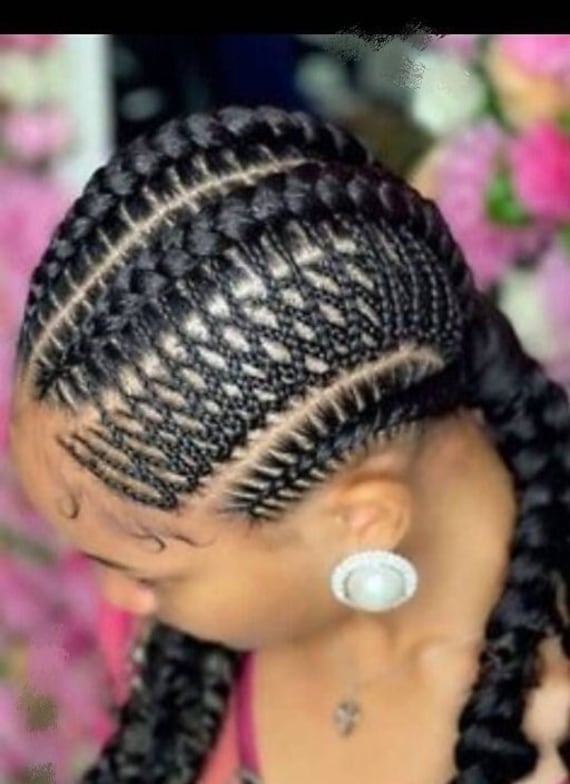 Geflochtene Perücke, Ghana Cornrow Volle Spitzenperücke, Schwarze Frauenzöpfe von Etsy - GozellasCreations