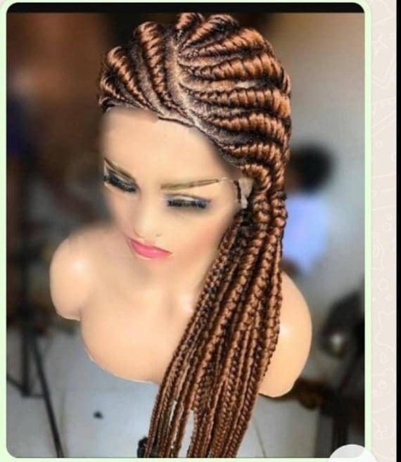 Geflochtene Perücke, Ghana Frauen Schwarze Zöpfe, Volle Spitze Cornrows, Cornrow Perücke von Etsy - GozellasCreations