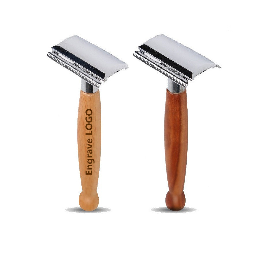 Gravieren Logo-Handmade Buchenholz Griff Metallkopf Rasierer Retro Für Männer Bartpflege von Etsy - GreatBeardCare