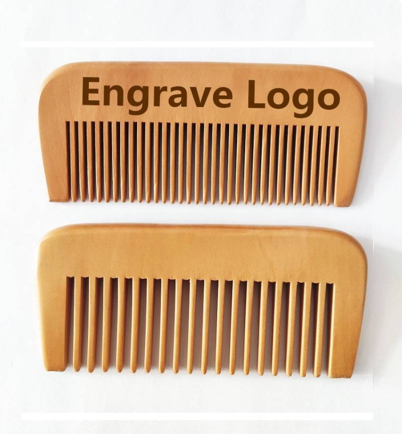 Personalisierter Holzkamm Lasergraviertes Logo, Fein/Breit Zahn von Etsy - GreatBeardCare