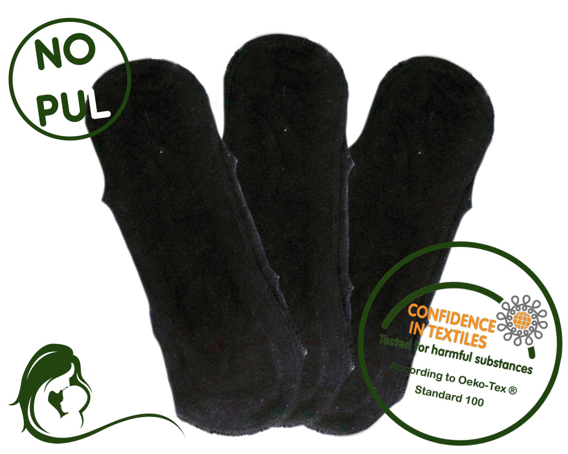 Waschbare Damenbinden - Schwarz Wiederverwendbare Slipeinlage Ohne Abfall Plastikfrei Nachhaltig Druckknöpfe 3Er-Set von Etsy - GreenandHappyShop