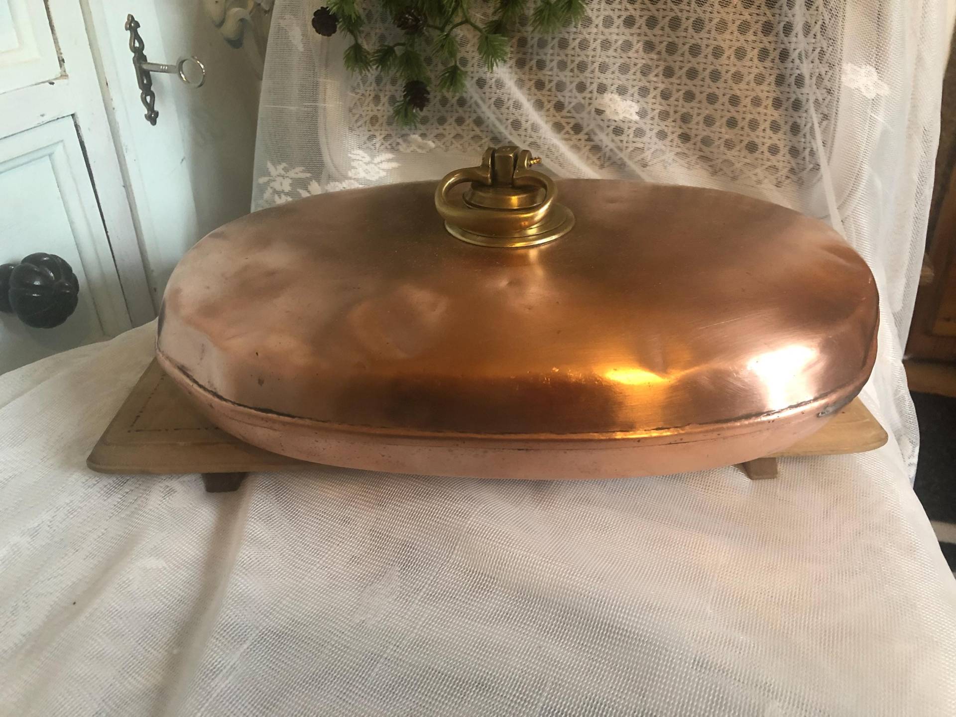 Antike Wärmflasche - Wunderschön Restauriert Toller Verschluß/Kupfer + Messing Ca. 1920 Einige , Charmante Altersdellen & Lötstellen von Etsy - HBVintageLaden