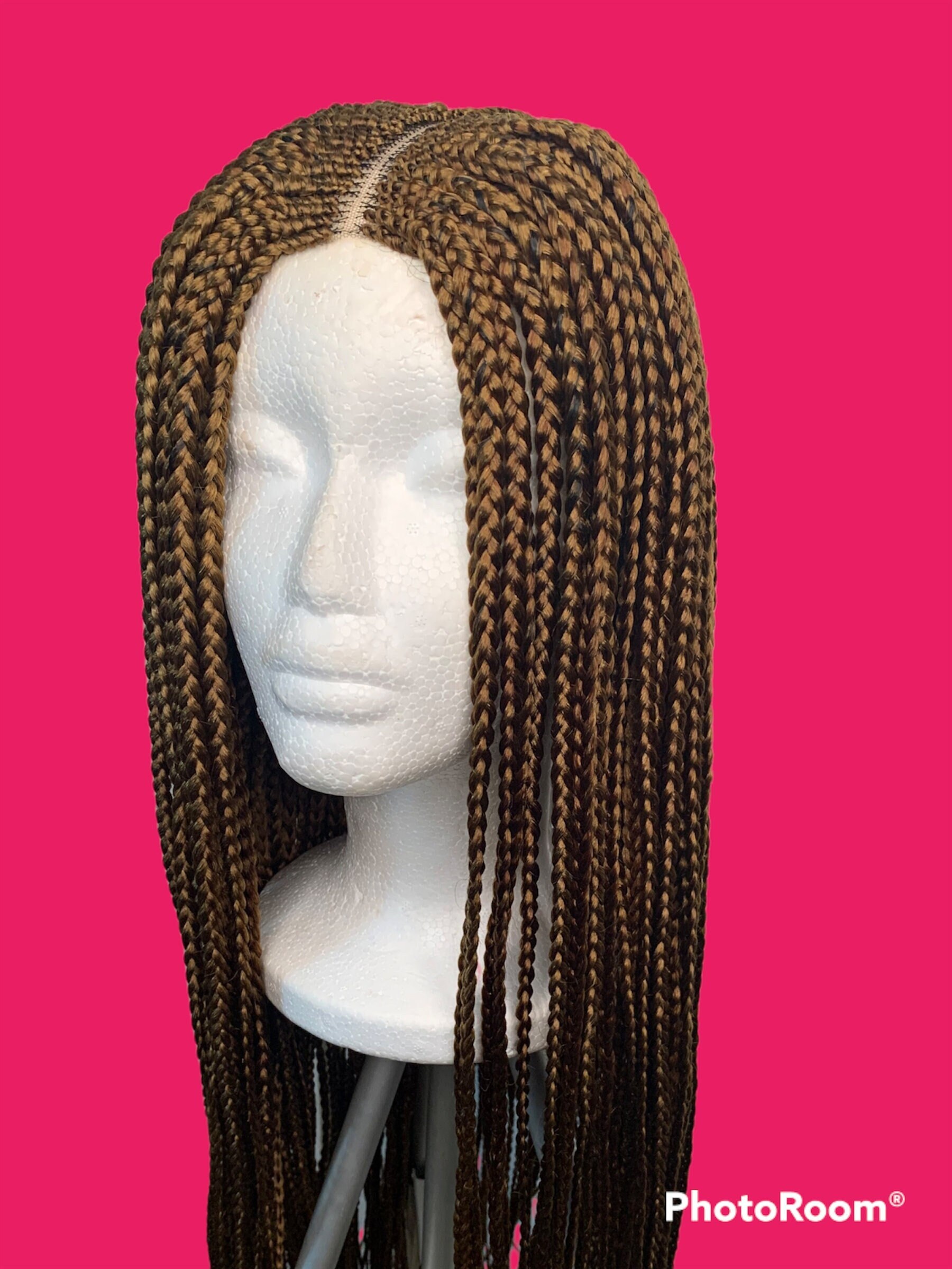 Sofort Lieferbar Micro Braids Off Black Box Zöpfe Geflochtene Perücke Handgemachte Spitzenseitenteil-Perücke von Etsy - HERSECRETPLACESHOP