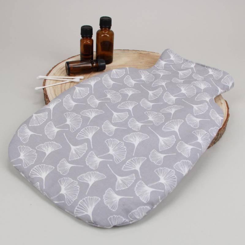 Wärmflaschenbezug, Bettflaschenhülle, Grau Mit Ginko von Etsy - HKModeHandmade