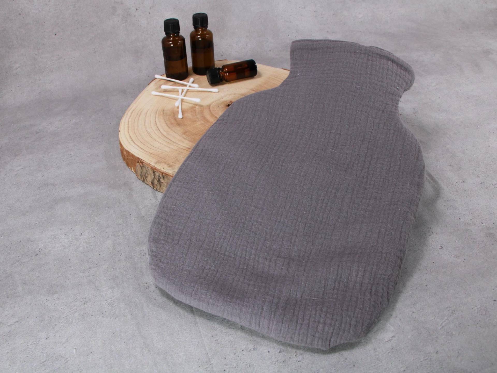 Wärmflaschenbezug, Bettflaschenhülle, Grauer Musselin von Etsy - HKModeHandmade