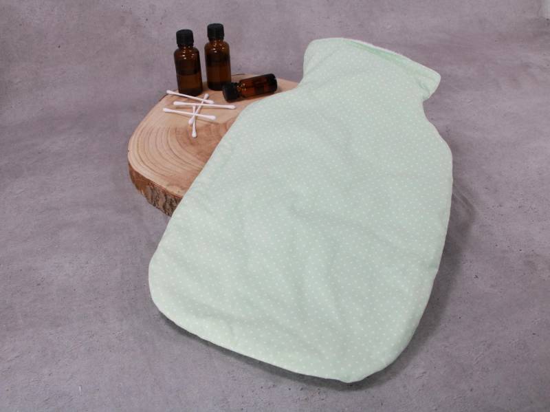 Wärmflaschenbezug, Bettflaschenhülle, Hellgrün Mit Kleinen Punkten von Etsy - HKModeHandmade