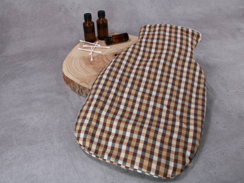 Wärmflaschenbezug, Bettflaschenhülle, Karo Braun von Etsy - HKModeHandmade