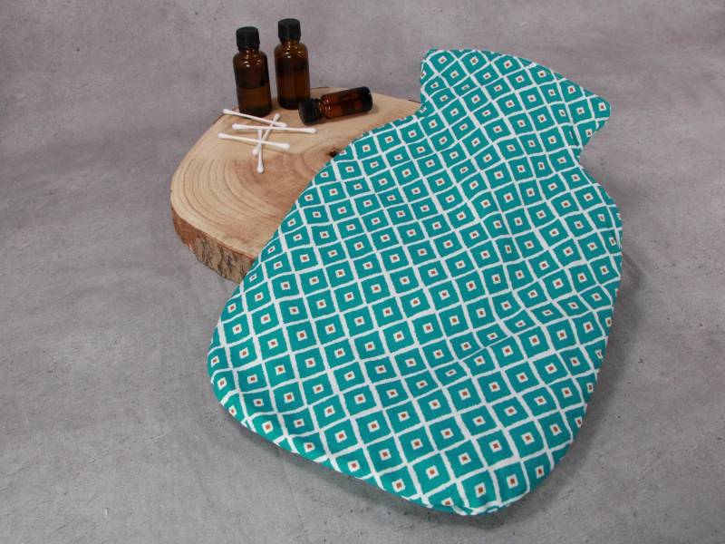 Wärmflaschenbezug, Bettflaschenhülle, Rauten Aqua von Etsy - HKModeHandmade