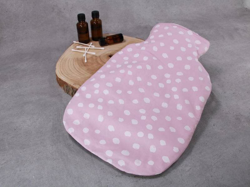 Wärmflaschenbezug, Bettflaschenhülle, Rosa Mit Großen Weißen Punkten von Etsy - HKModeHandmade
