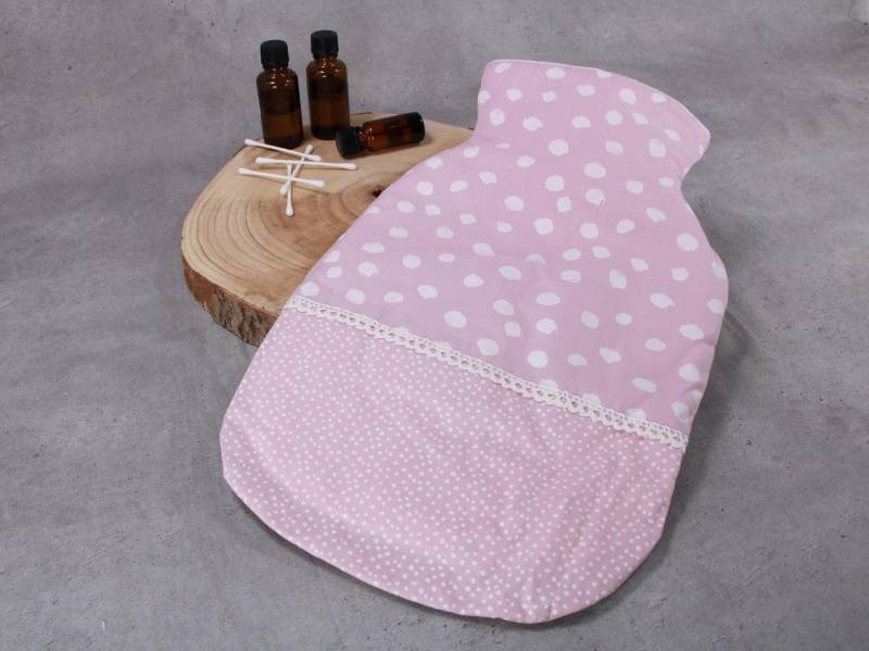Wärmflaschenbezug, Bettflaschenhülle, Rosa Mit Weißen Punkten Und Spitze von Etsy - HKModeHandmade