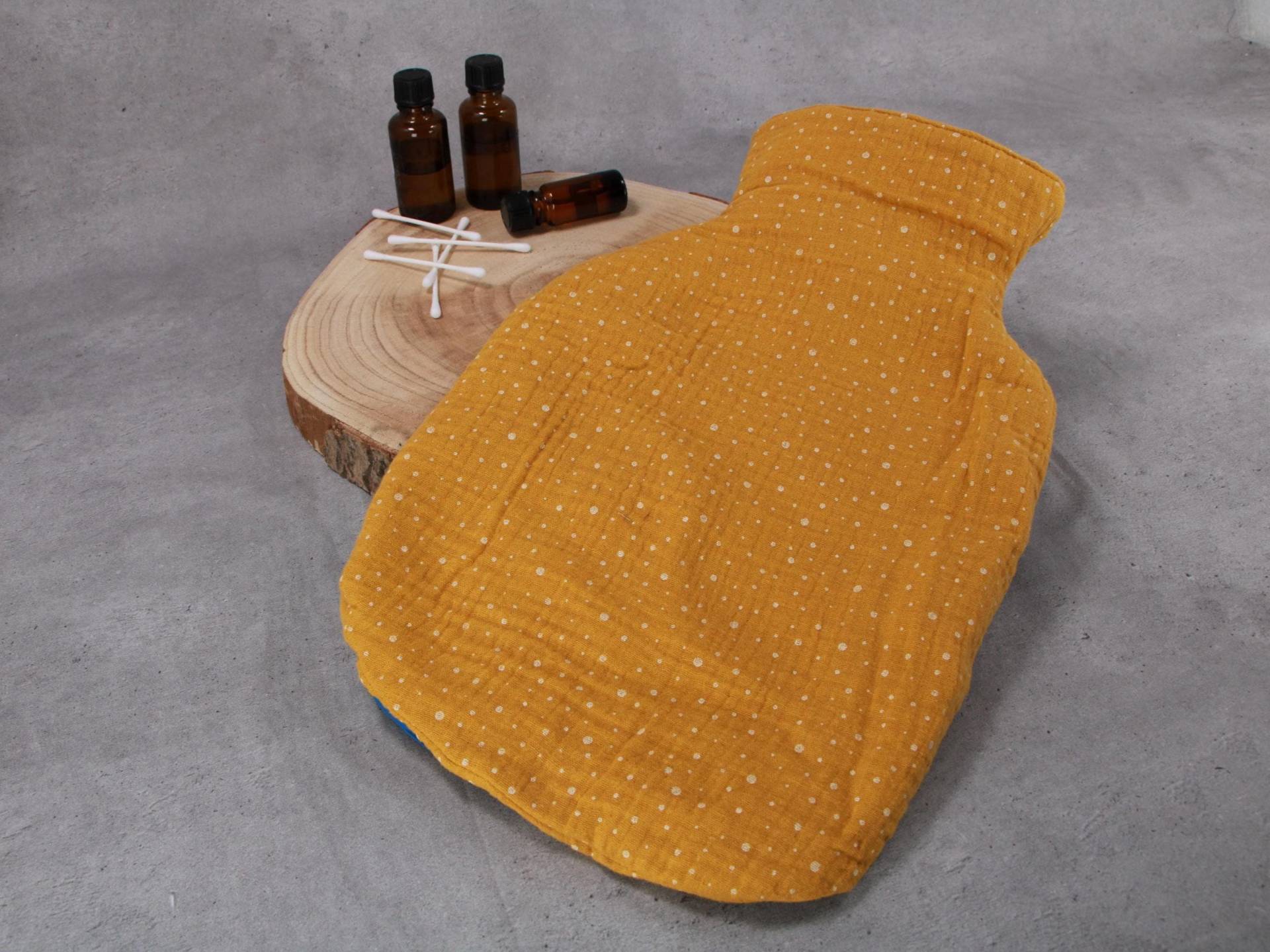 Wärmflaschenbezug, Bettflaschenhülle, Senfgelb Mit Kleinen Weißen Punkten von Etsy - HKModeHandmade
