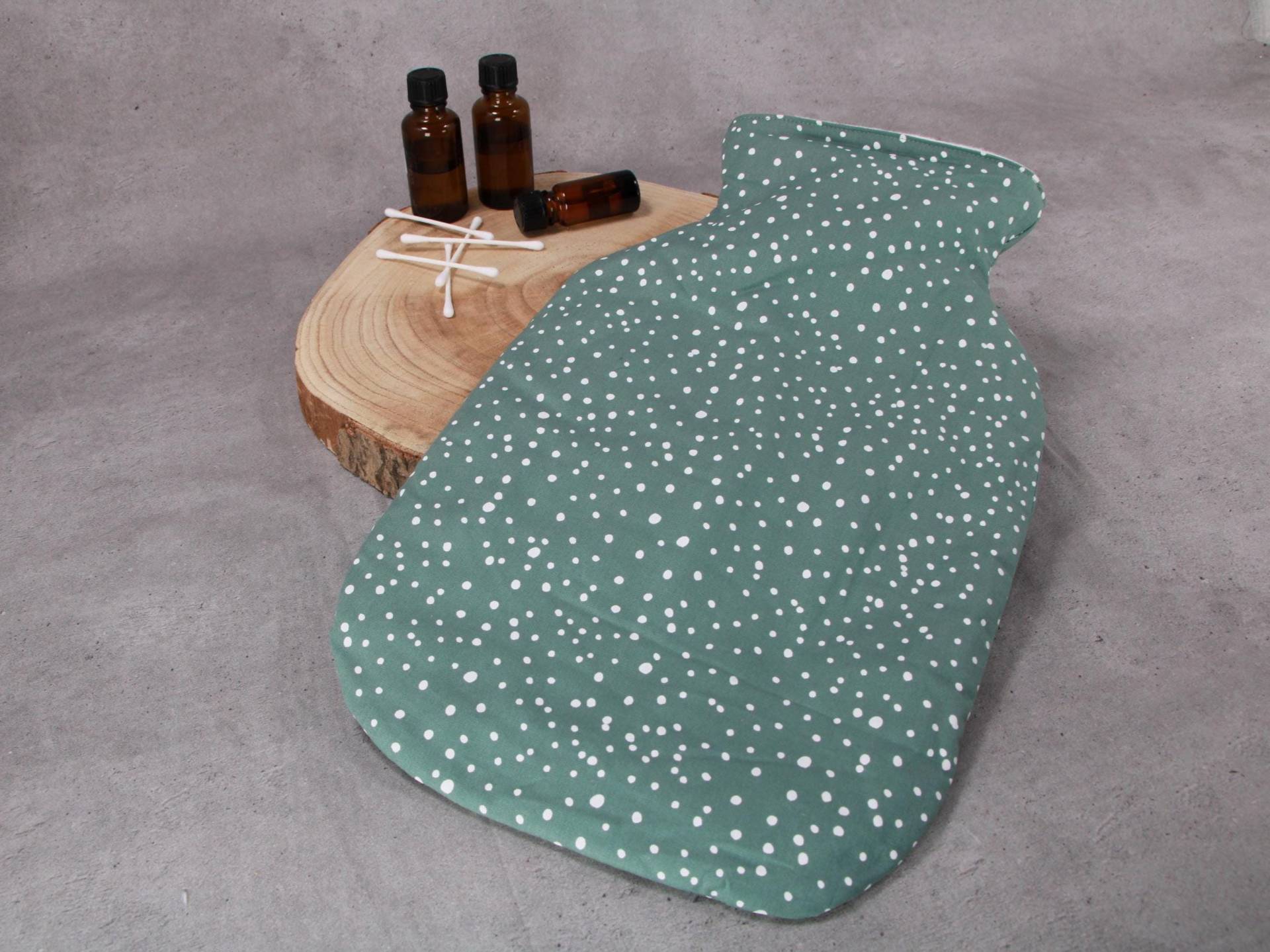 Wärmflaschenbezug, Bettflaschenhülle, Jadegrün Mit Kleinen Weißen Punkten von Etsy - HKModeHandmade