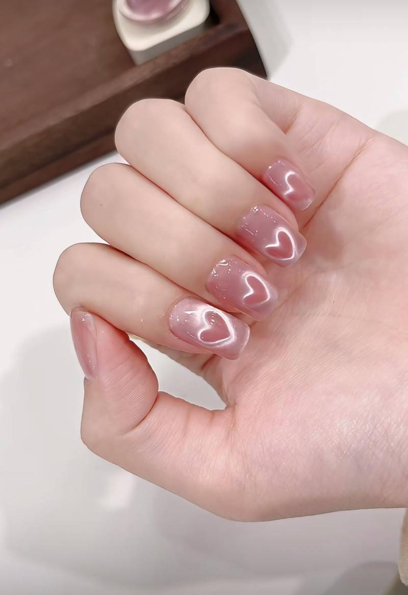 Press-On Nails Cat Eye Heart von Etsy - HaNailsStudio