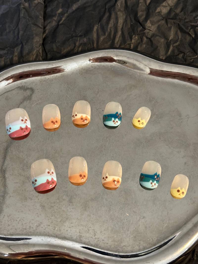 Press-On Nails Kitty Game von Etsy - HaNailsStudio