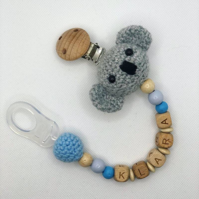 Schnullerkette Kora Koala - Gehäkelt & Personalisierbar Handgemachte Baby von Etsy - HaekelliebeMe