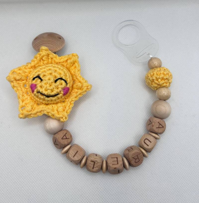 Schnullerkette Sonja Sonne - Gehäkelt & Personalisierbar Handgemachte Baby von Etsy - HaekelliebeMe