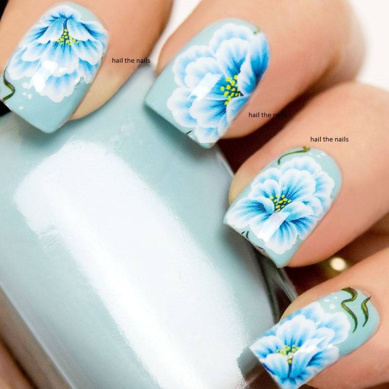 Blumen Nail Art Blaue Lilie Rose Nagel Wraps Wassertransfer Aufkleber Kunst Blumen Nail Art Blaue Lilie Rose Nagel Wraps Wassertransfer Aufkleber Kunst von Etsy - Hailthenails