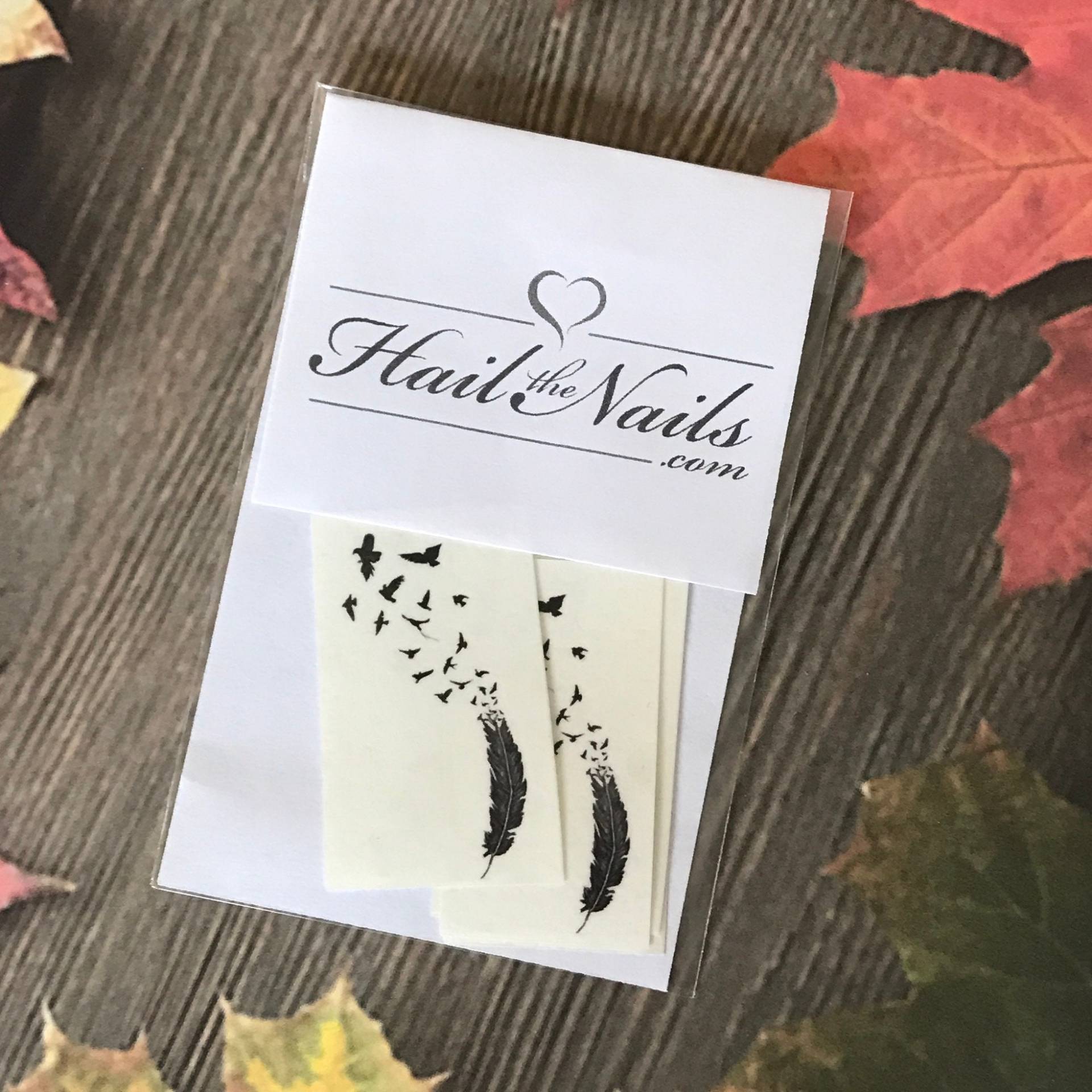 Temporäres Tattoo Schwarze Feder & Fliegende Vögel Tt377 4 Tattoos von Etsy - Hailthenails