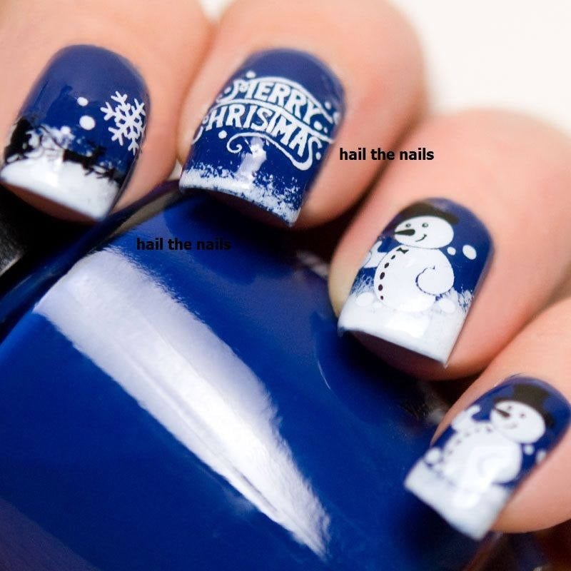 Weihnachtsnägel - Schnee Nail Art Schneemann Decals Weihnachtsbäume Nägel Schneeflocke Nagel Motiv 0142 von Etsy - Hailthenails