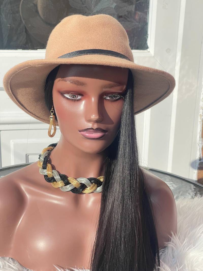 Fedora-Hut-Perücke | Hut-Perücke Mit Flechten Haar Angebracht Chemo Hut Haaren Alopezie Perücke Maßgeschneiderte von Etsy - HairAndWigsByCaphy