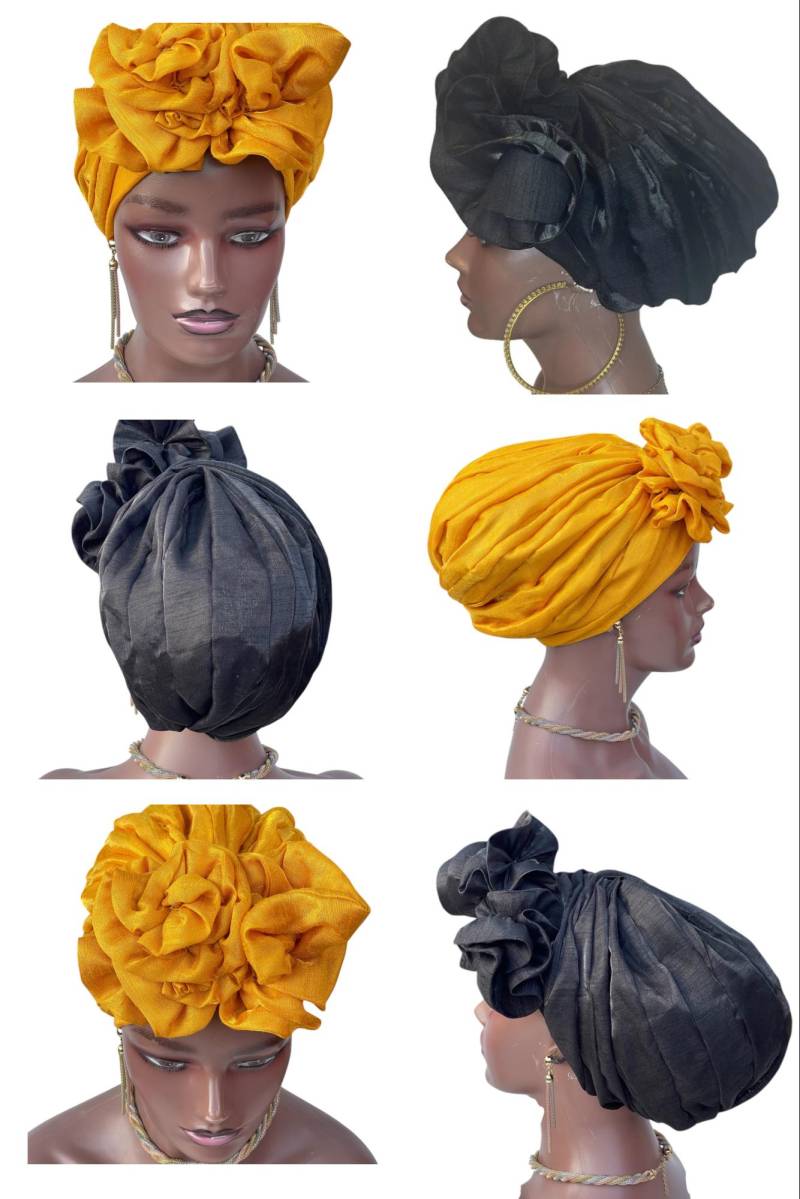 Vorgebundener Turban Für Frauen | Schwarz Seide Kopftuch Bereit Zu Tragen Damen/Frauen Vorgebundenes Geschenk von Etsy - HairAndWigsByCaphy