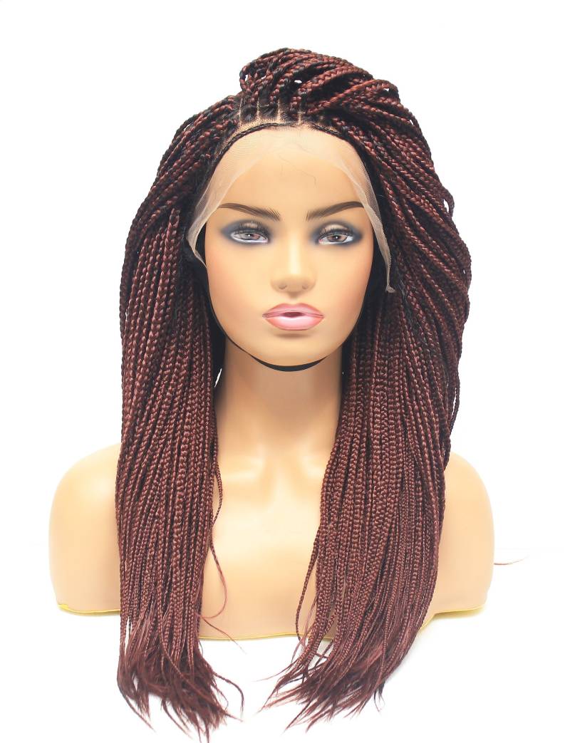 Geflochtene Perücken, Flecht-Perücken, Versandfertig, Box Zöpfe Perücke, Rote Haar-Perücke, Spitzen-Frontal-Perücke von Etsy - HairByLawlar