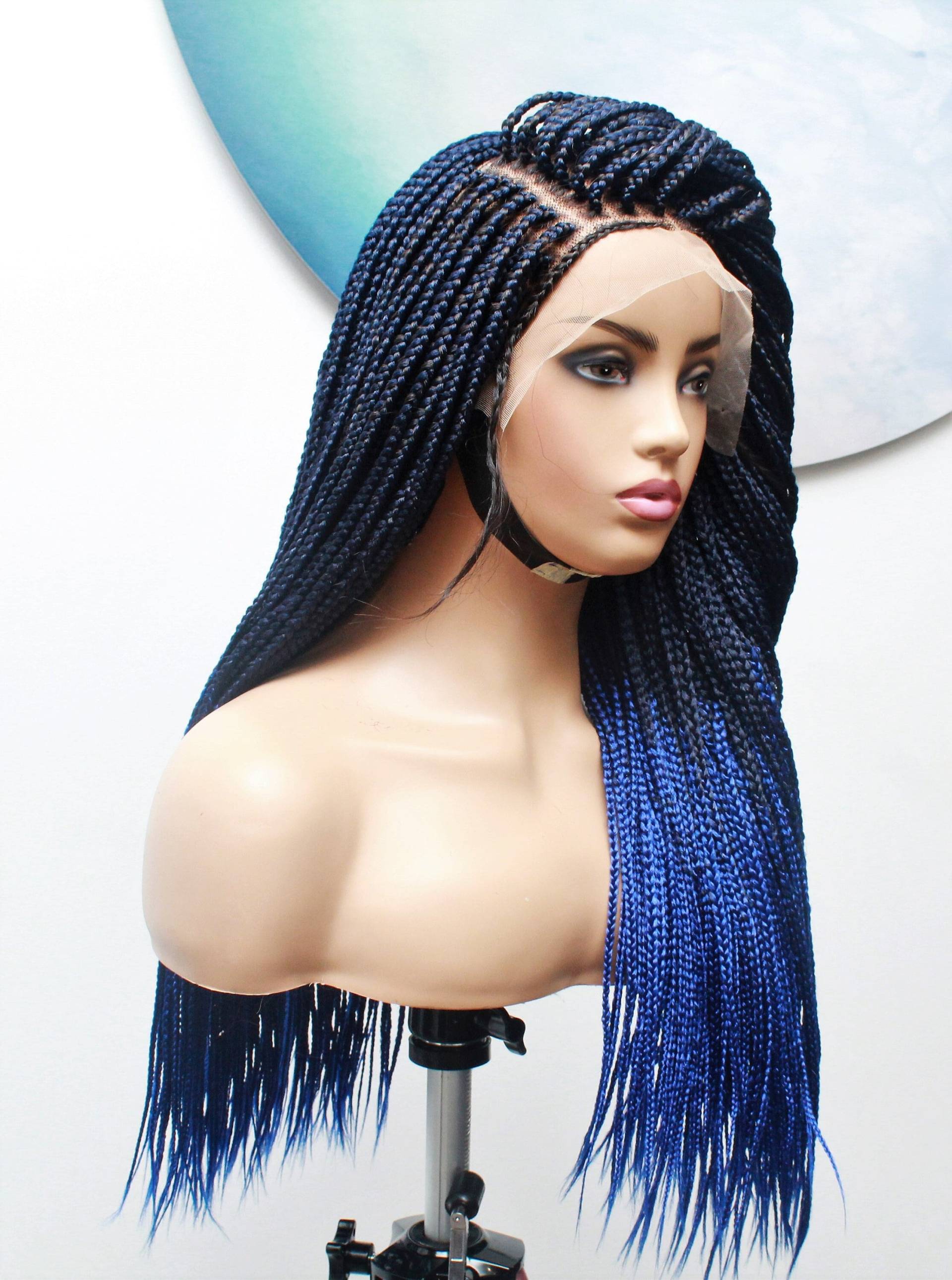 Ombre Blaue Geflochtene Perücke, Blaues Haar, Natürliche Flecht Perücke, Box Zöpfe Klebstoff Spitze Frontal Perücke Ombre Blaue Geflochtene Perücke, Blaues Haar, Natürliche Flecht Perücke, Box Zöpfe Klebstoff Spitze Frontal Perücke von Etsy - HairByLawlar
