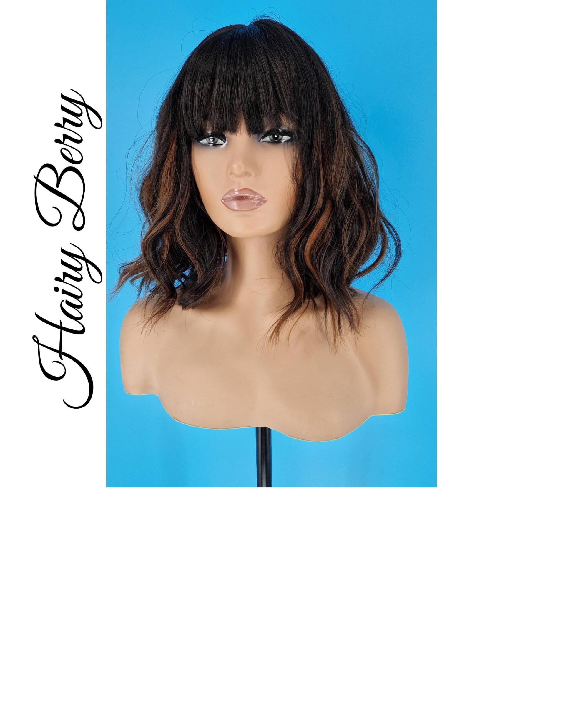 Braune Ombre Bob Perücke Mit Pony, Kunsthaar von Etsy - HairyBerrysWigs