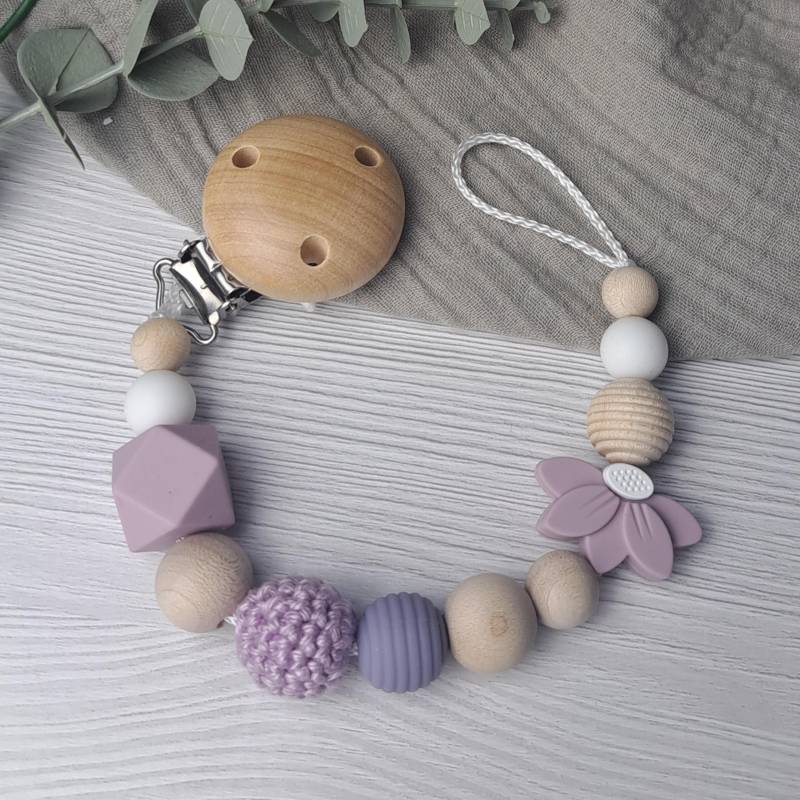 Schnullerkette Blüte Flieder von Etsy - HalloEli