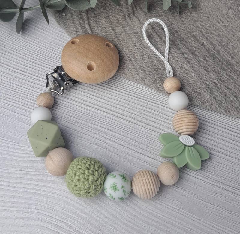 Schnullerkette Blüte Grün von Etsy - HalloEli
