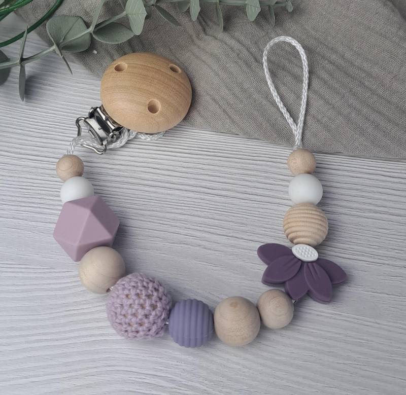 Schnullerkette Blüte Lila von Etsy - HalloEli