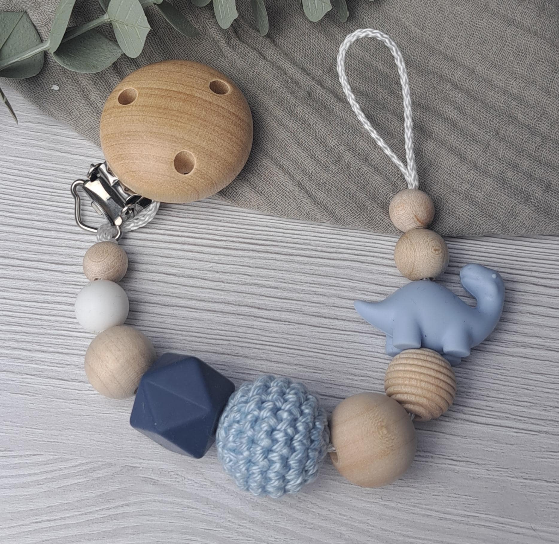 Schnullerkette Dino Blau Schnullerkette Dino Blau von Etsy - HalloEli