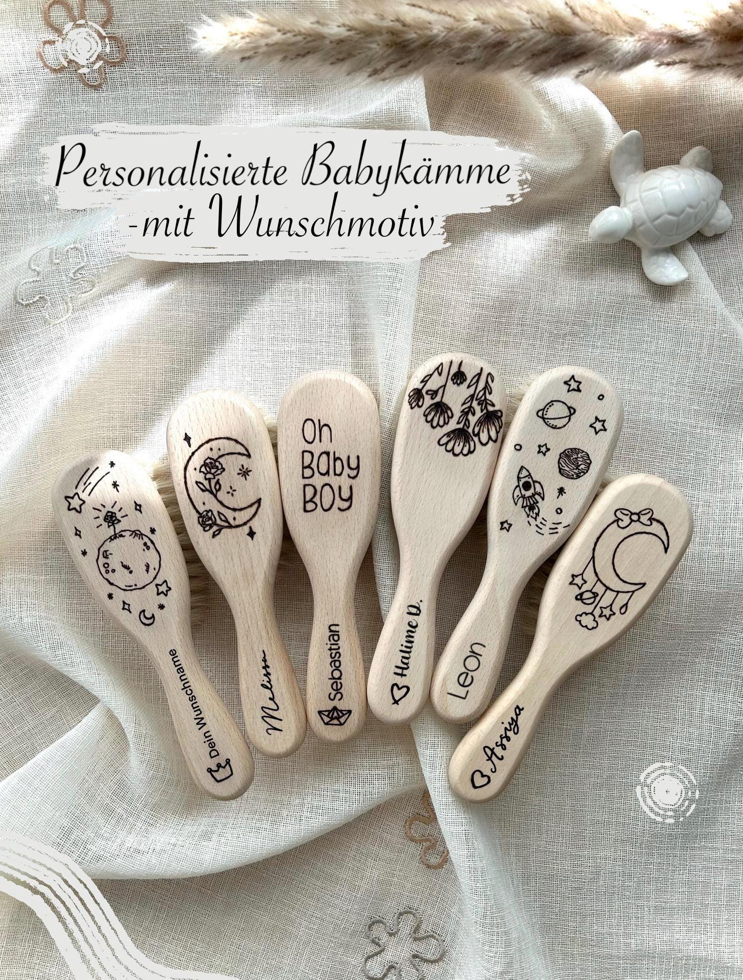 Baby Haarbürste Personalisiert & Handgraviert I Geschenk Für Die Geburt/Baby Shower - Holzbürste, Ziegenhaar von Etsy - HanamiAtelier
