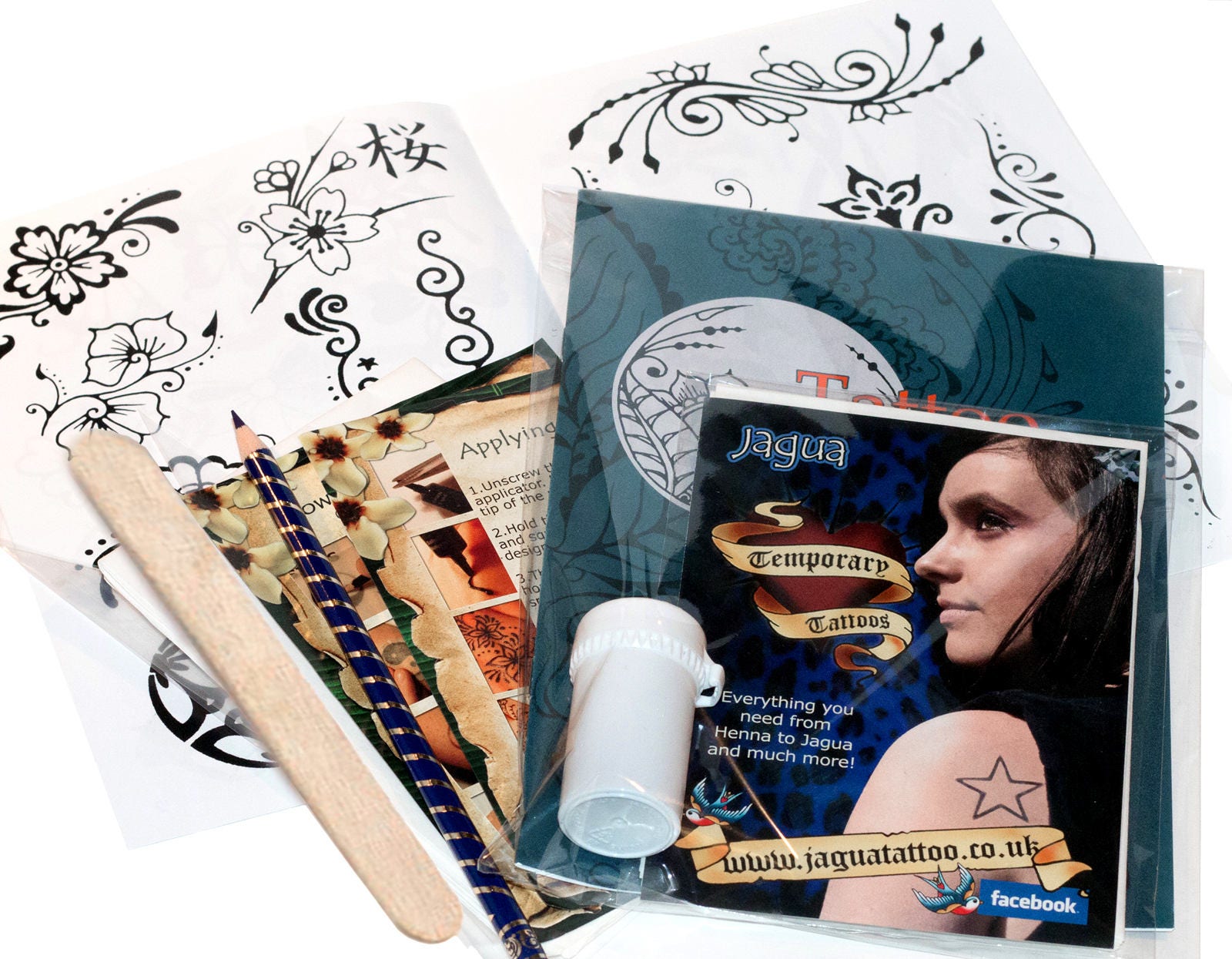 Natürlich Temporäre Tätowierung Kit - 30Ml Von Jagua Design Booklet Schablonen von Etsy - HandcraftedGiftsUK