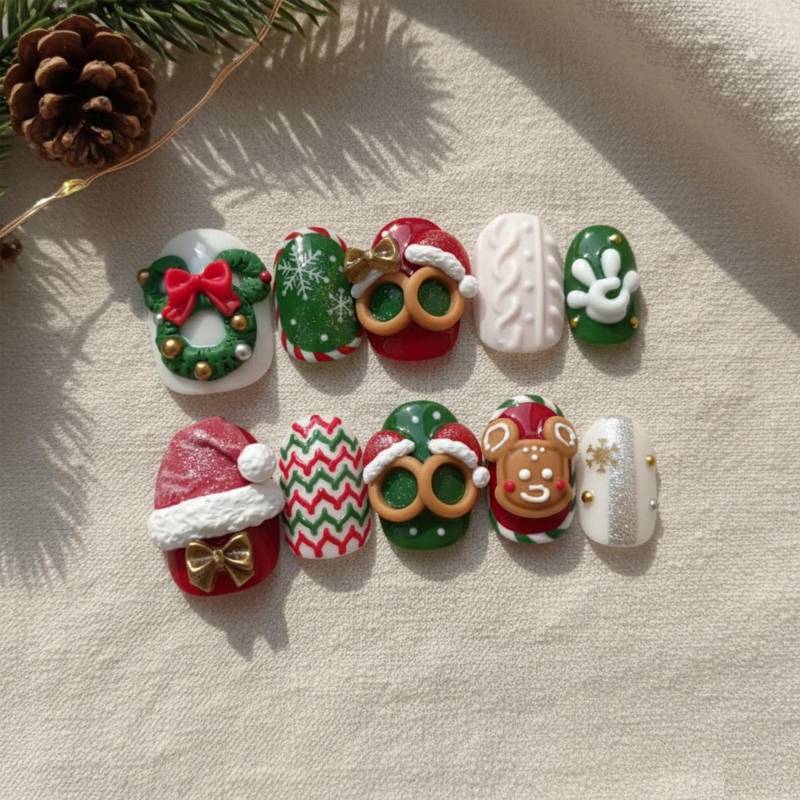 3D Christmas Candy Nails Press On | Cute Gingerbread Pretzel Santa Hat Cable Knit Red Green Festive Holiday Fake Nail Set 3D Christmas Candy Nails Press On | Cute Gingerbread Pretzel Santa Hat Cable Knit Red Green Festive Holiday Fake Nail Set von Etsy - HandmadeByDanaLukes