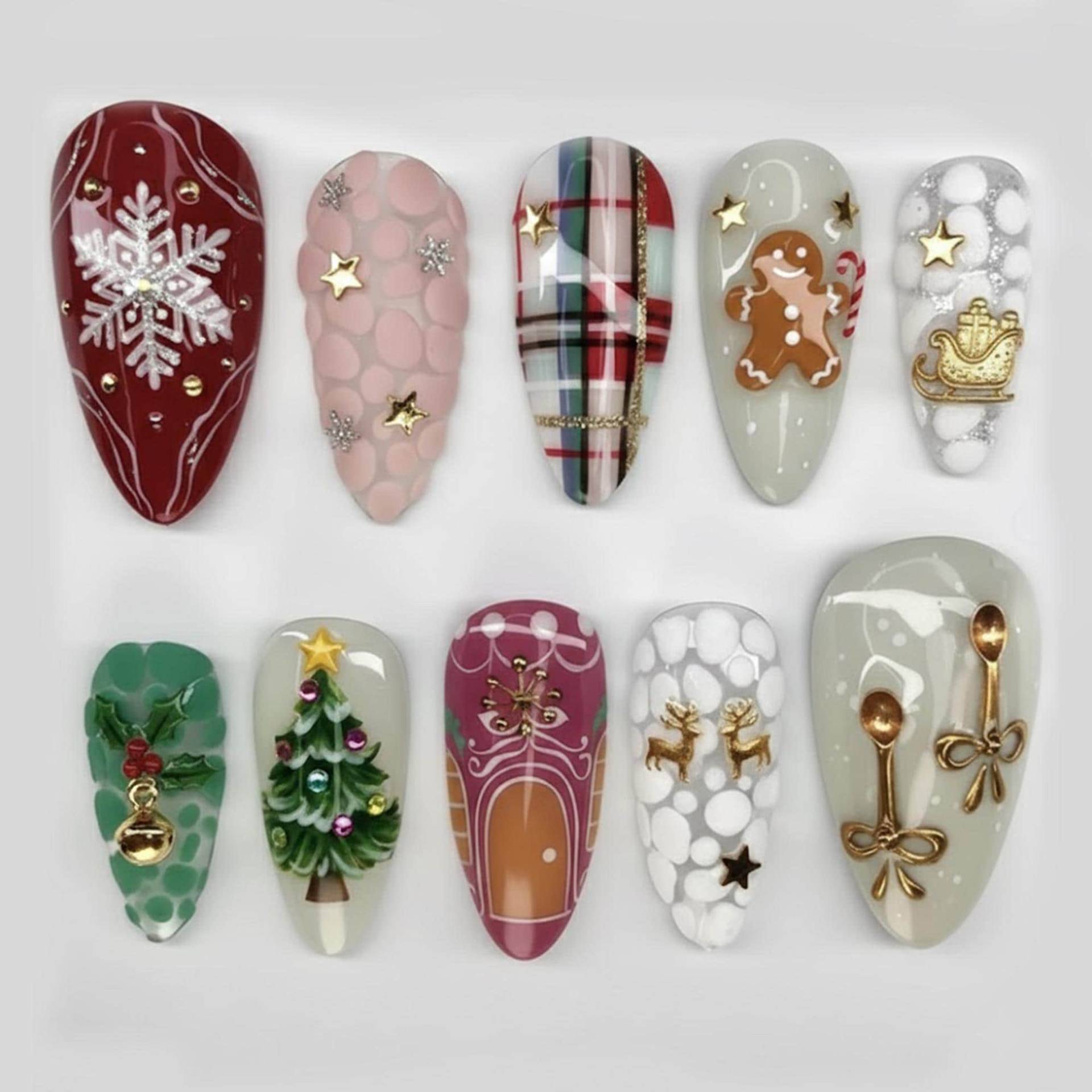 Cozy Cottagecore Christmas Press On Nails Set Plaid Gingerbread Reindeer Sleigh Snowflake Xmas Tree Spoon Fake Cozy Cottagecore Christmas Press On Nails Set Plaid Gingerbread Reindeer Sleigh Snowflake Xmas Tree Spoon Fake von Etsy - HandmadeByDanaLukes