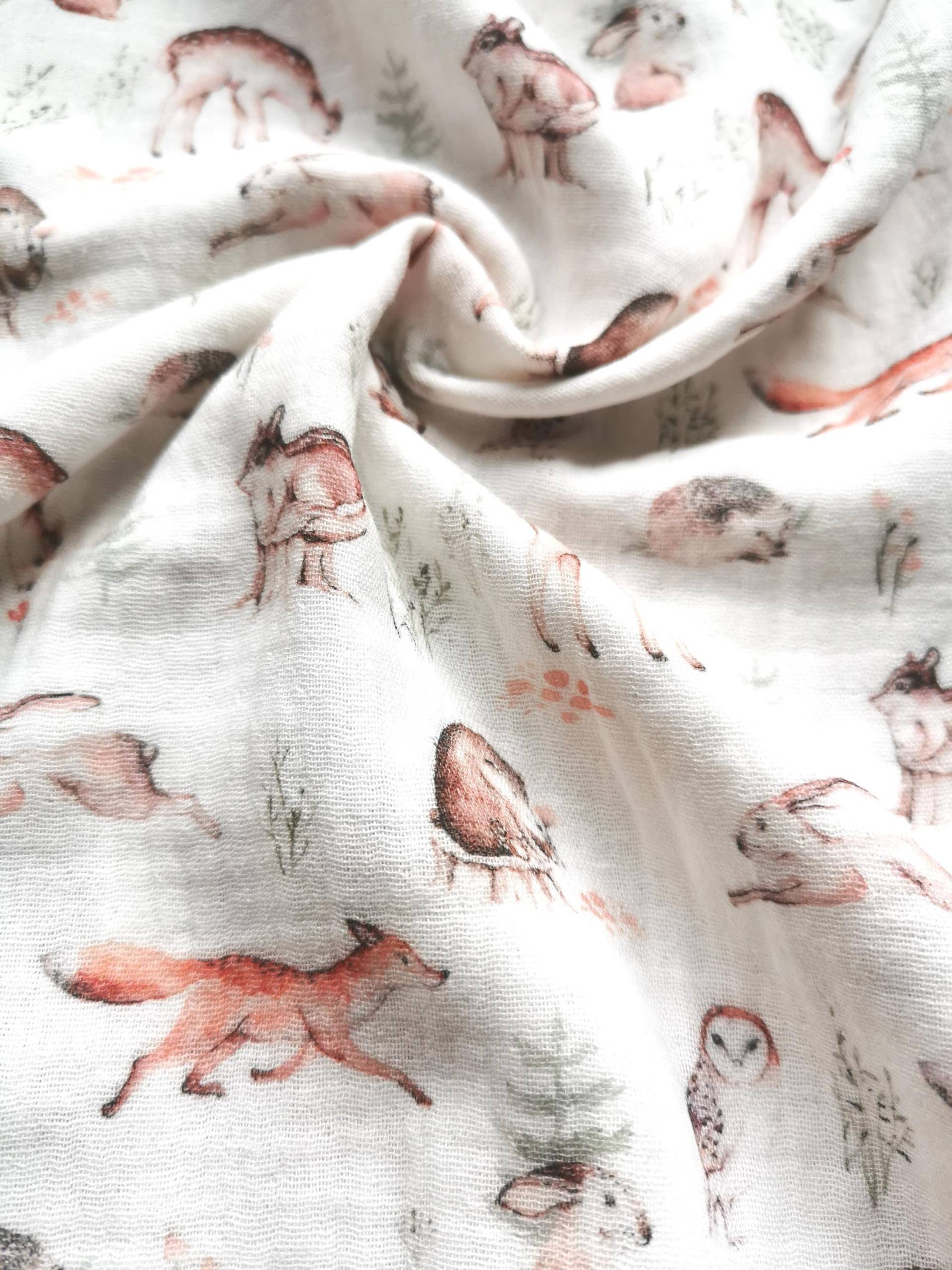 xl Baby Musselintuch, Musselin Waldtiere, Pucktuch, Kuscheltuch, Mulltuch, Babydecke Handmade, Verschiedene Größen von Etsy - HandmadeGoldkaefer