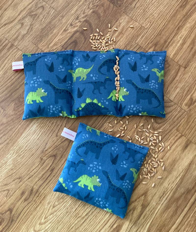 Set || Neu Motiv "Dinos" Bio-Dinkel Körnerkissen | 2 Tlg. Geschenkset 3, 4 Oder 5 Kammern - Perfektes Ostergeschenk von Etsy - HandmadeMelanieShop