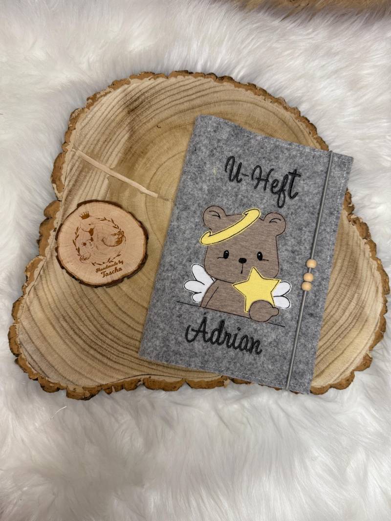 U-Hefthülle, Untersuchungshefthülle, Filz, Hülle Für U-Heft, Personalisierte U-Hefthülle, Teddybär, Teddy, Engel, Teddyengel, Engelchen von Etsy - HandmadebyTaschaaa