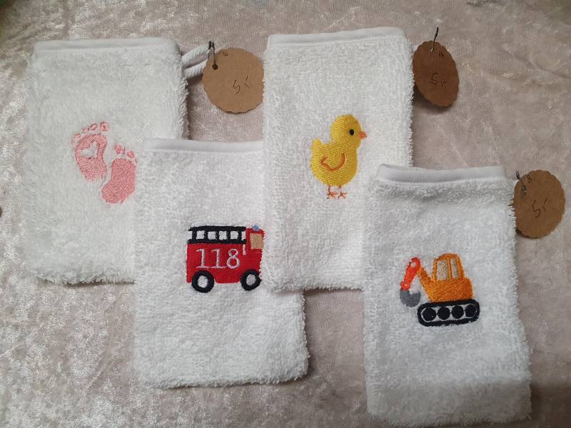Kinder Baby Waschlappen Mini Motiv Gestickt Handmade Last Minute von Etsy - Handmadeinms